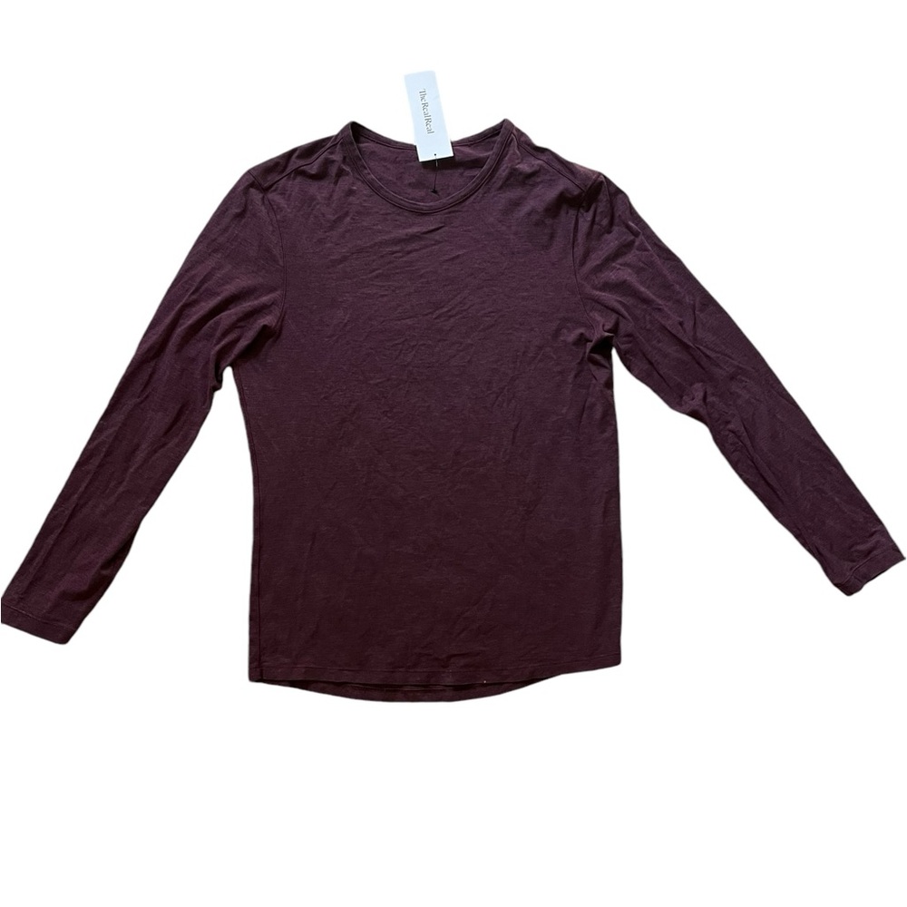 Lululemon Crew T Shirt Men's L Burgundy Long Sleeve Top LOOK AT MEASUREMENT✅